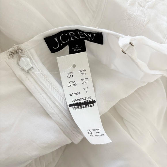 NWT J. Crew Embroidered Midi Dress Ramie White - mordernwear.com